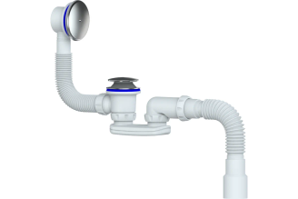 Сифон для ванны Unicorn и глуб. поддон. easyopen, хром.перел,чашка из нерж. ст, г.т.40х40/50 400 S122E