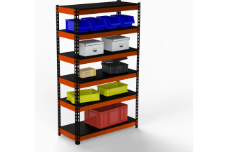 Стеллаж ООО Металекс Metalex HARD 2200x1600x400 мм, 6 полок, оранжево-чёрный 106094