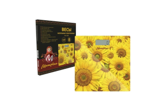 Напольные электронные весы Матрёна МА-090 подсолнухи стеклянная поверхность, 180 кг 007269