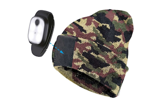 Шапка с фонарем КОСМОС камуфляж, фонарь-клипса съемный KOCHat2_d