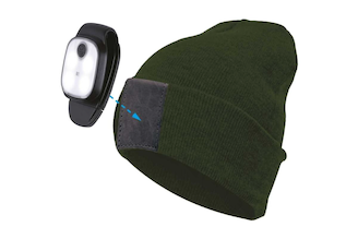 Шапка с фонарем КОСМОС хаки, фонарь-клипса съемный KOCHat2_g