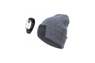 Шапка со съемным фонарем-клипсой для крепления КОСМОС серая KOCHat2_grey