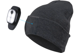 Шапка со съемным фонарём-клипсой для крепления КОСМОС KOCHat2_black