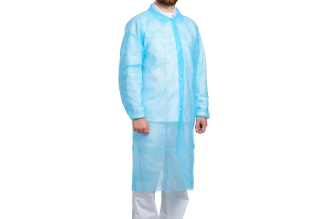 Халат одноразовый EcoLat Р6505 на кнопках, голубой, 2XL, 10 шт