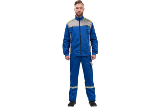 Мужской костюм ООО Комус л26-КПК васильковый/серый, р.56-58, рост 182-188, 1002346