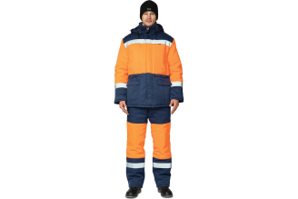 Мужской утепленный костюм Прабо Трасса Р6480, оранжевый/синий, 60-62/170-176