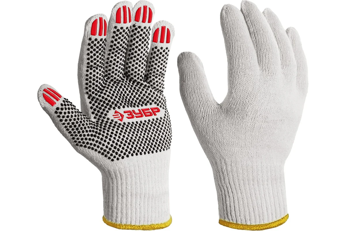 Перчатки с ПВХ покрытием (точка) ЗУБР Оптима L (9), х/б, 10 класс 11440-L