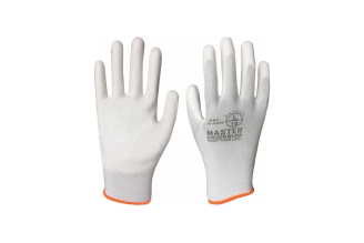 Перчатки MASTER COLOR белые, полиэстер с обливкой из полиуретана, водоотталкивающие, размер М/8 30-4021