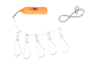 Кукан AZOR FISHING 3.5 м, 5 карабинов, поплавок, трос металл, ПВХ сумка 148-060