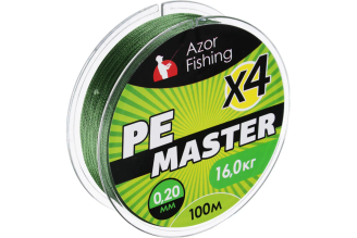 Плетеная леска AZOR FISHING , PE Мастер, 100м, 0.20мм, 16.0кг, зеленая 144-024