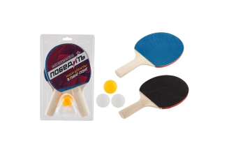 Набор для игры в пинг-понг Победитъ PPS-01, 2 ракетки, 3 мячика 323135