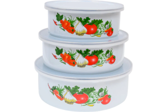 Набор из 3 эмалированных мисок с крышками Mallony FAMILIA 008763