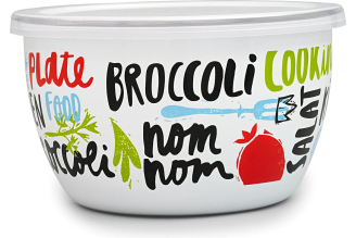 Миска без ручек METROT Брокколи, Спэшл, с пластиковой крышкой, 1.1 л 342109