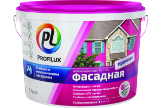 Фасадная влагостойкая краска Profilux ВД PL 112А 00-004919 белая 14 кг