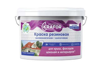 Резиновая краска KRAFOR шелковисто-матовая зеленая 3 кг 276838