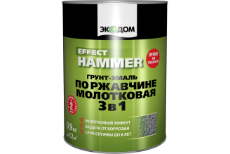 Грунт-эмаль Экодом 3 в 1 по ржавчине молотковая черная 0.9 кг 278948
