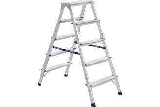 Двухсторонняя алюминиевая стремянка Алюмет 2х5 ступеней. Серия AD7205