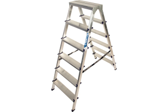 Двухсторонняя алюминиевая стремянка Алюмет 2х6 ступеней. Серия AD7206