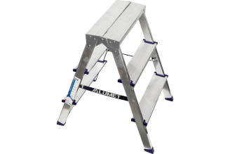 Стремянка Алюмет двухсторонняя алюминиевая 2х3 ступеней. Серия AD7203