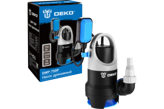 Дренажный насос DEKO DWP-750P грязевая, поплавок, 220В, 750Вт, пластик 076-0515