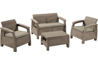 Комплект садовой мебели Keter Corfu set капучино 227640