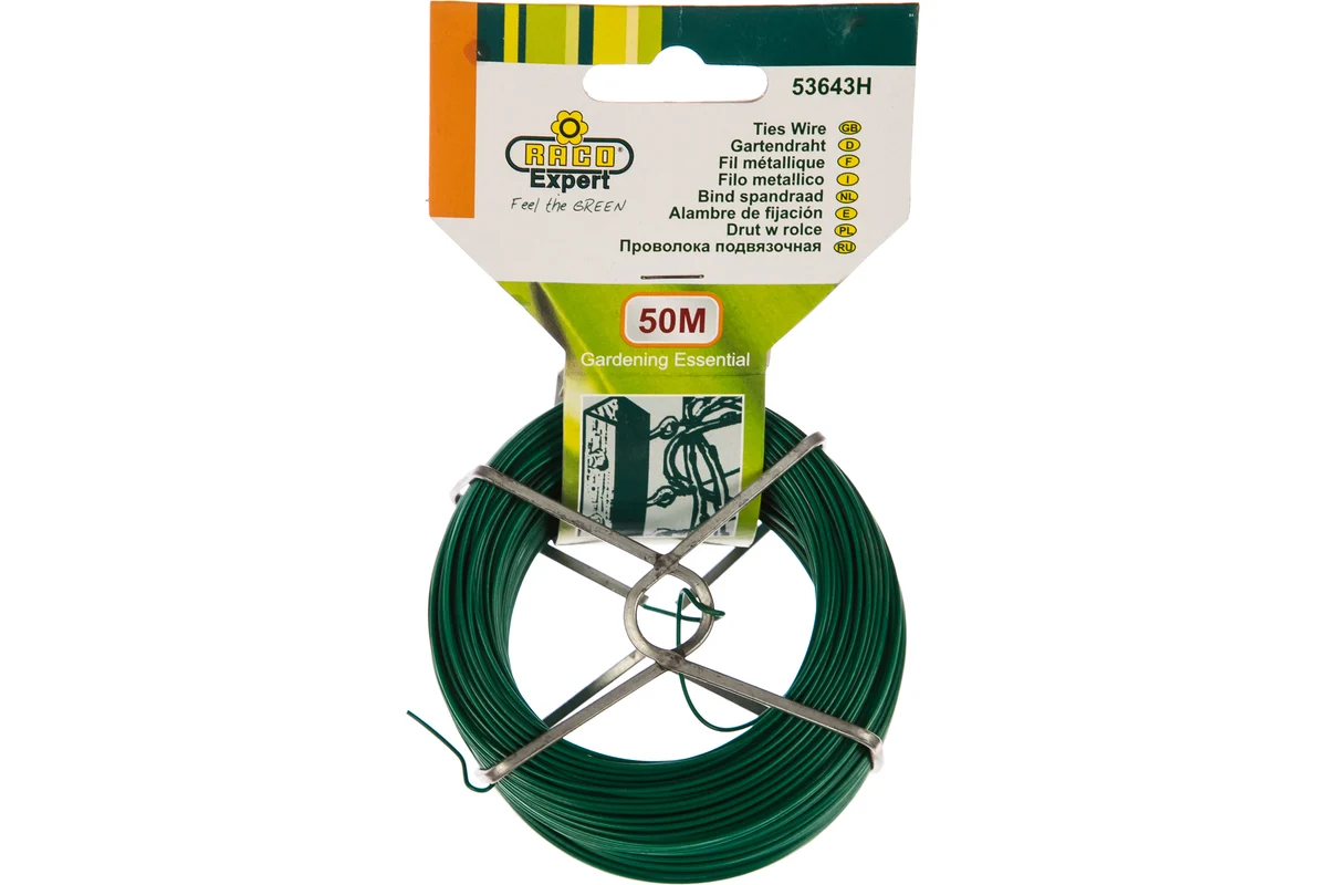 Подвязочная стальная проволока RACO с покрытием ПВХ, 50м 42359-53643H